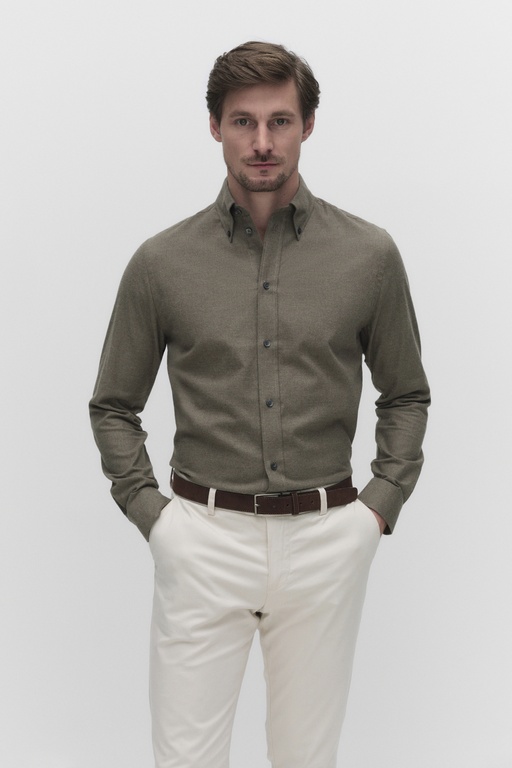 Hubert flannel shirt OLIVE MELANGE